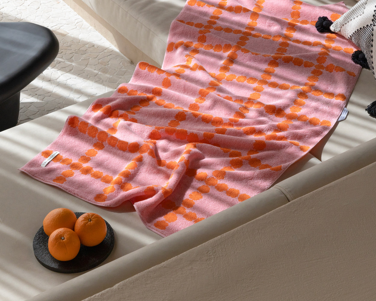 [ビーチ＆バス] ブロッサムチェック ビッグタオル ピンク