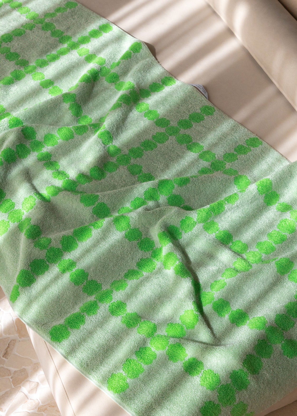 [ビーチ＆バス] ブロッサムチェック ビッグタオル グリーン