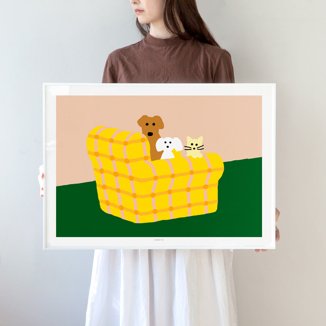 アームチェア犬＆猫ポスター