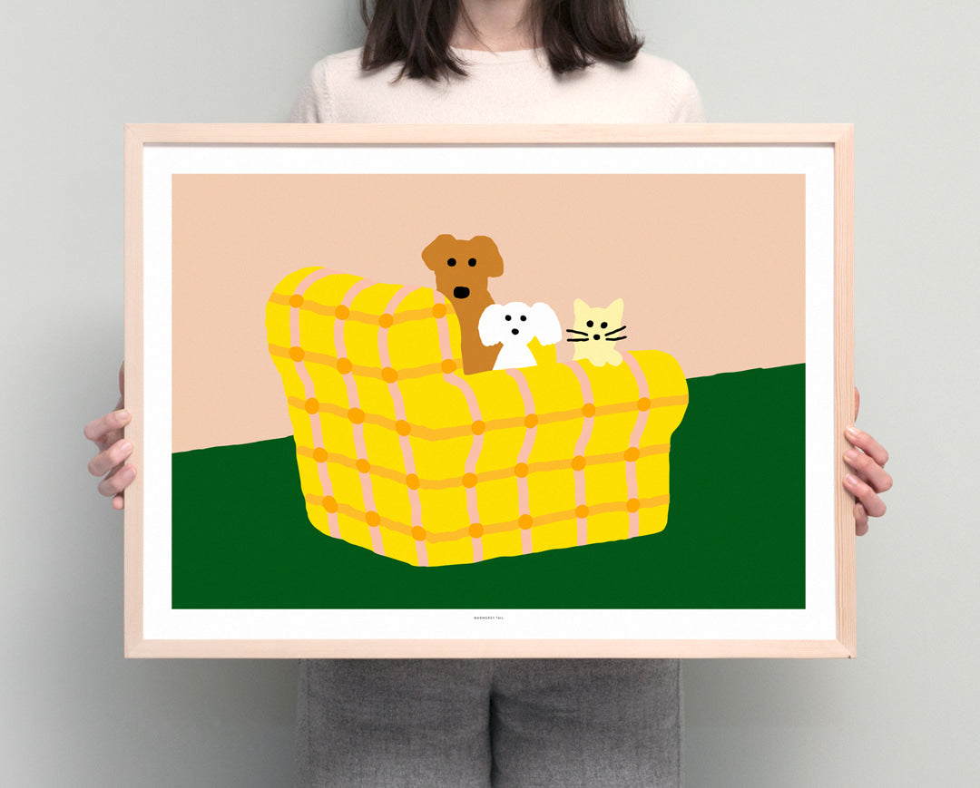 アームチェア犬＆猫ポスター