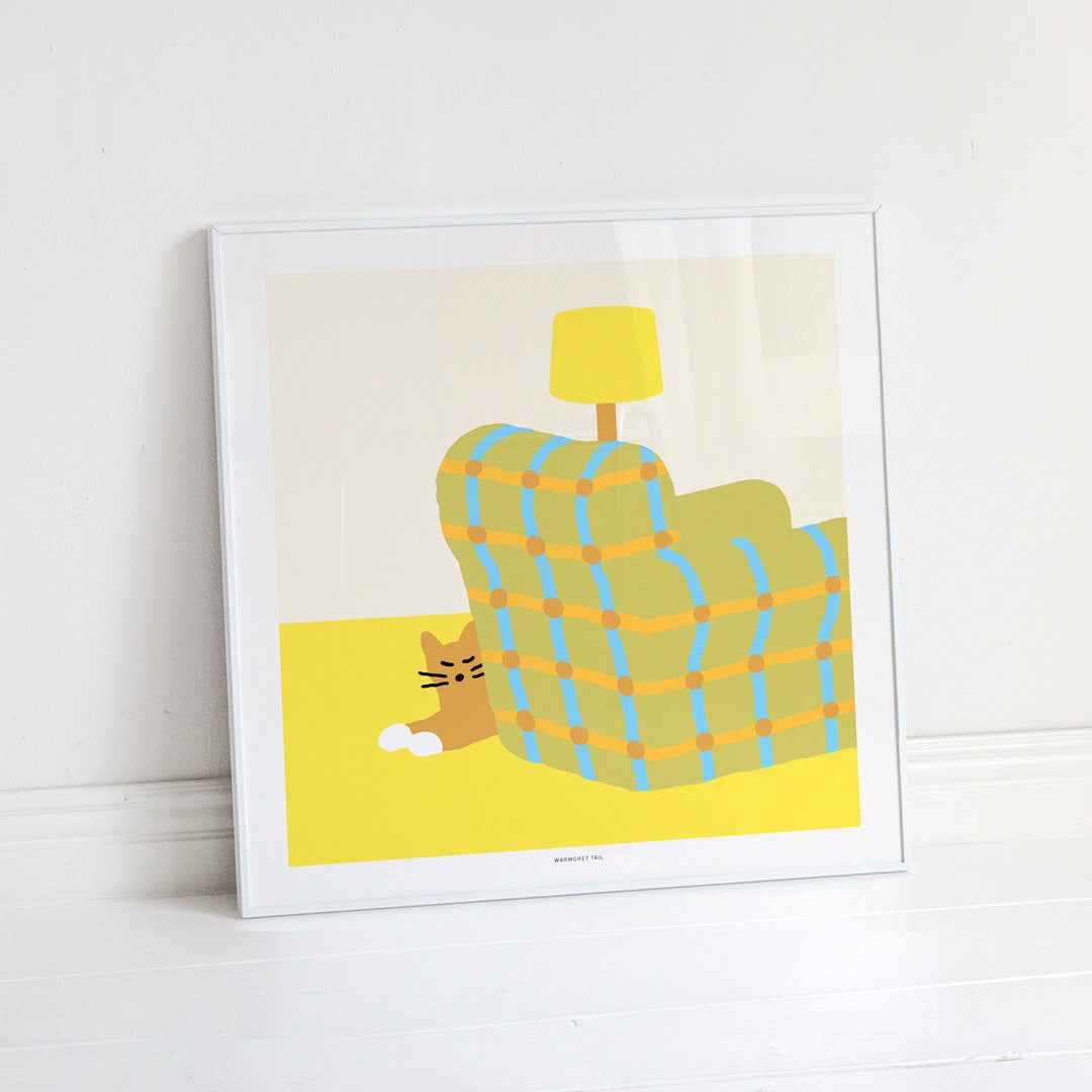アームチェアで眠る猫のポスター
