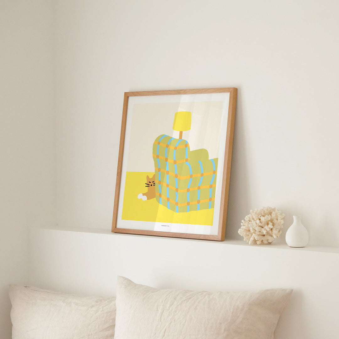 アームチェアで眠る猫のポスター