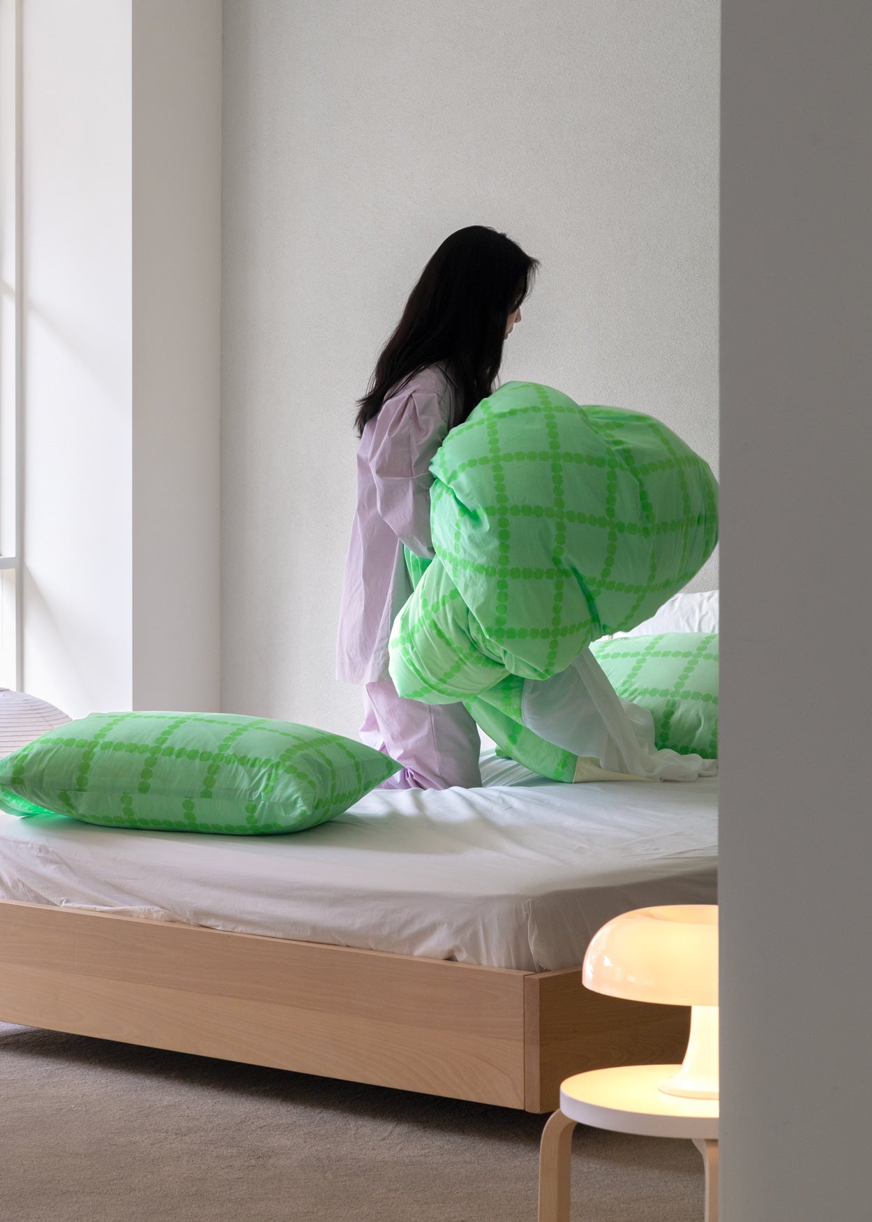 ブロッサムチェックメロンソーダピローケース（2サイズ）