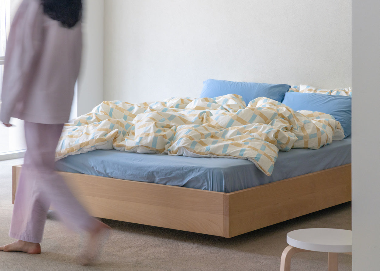 ドットチェックブルーストライプ掛け布団