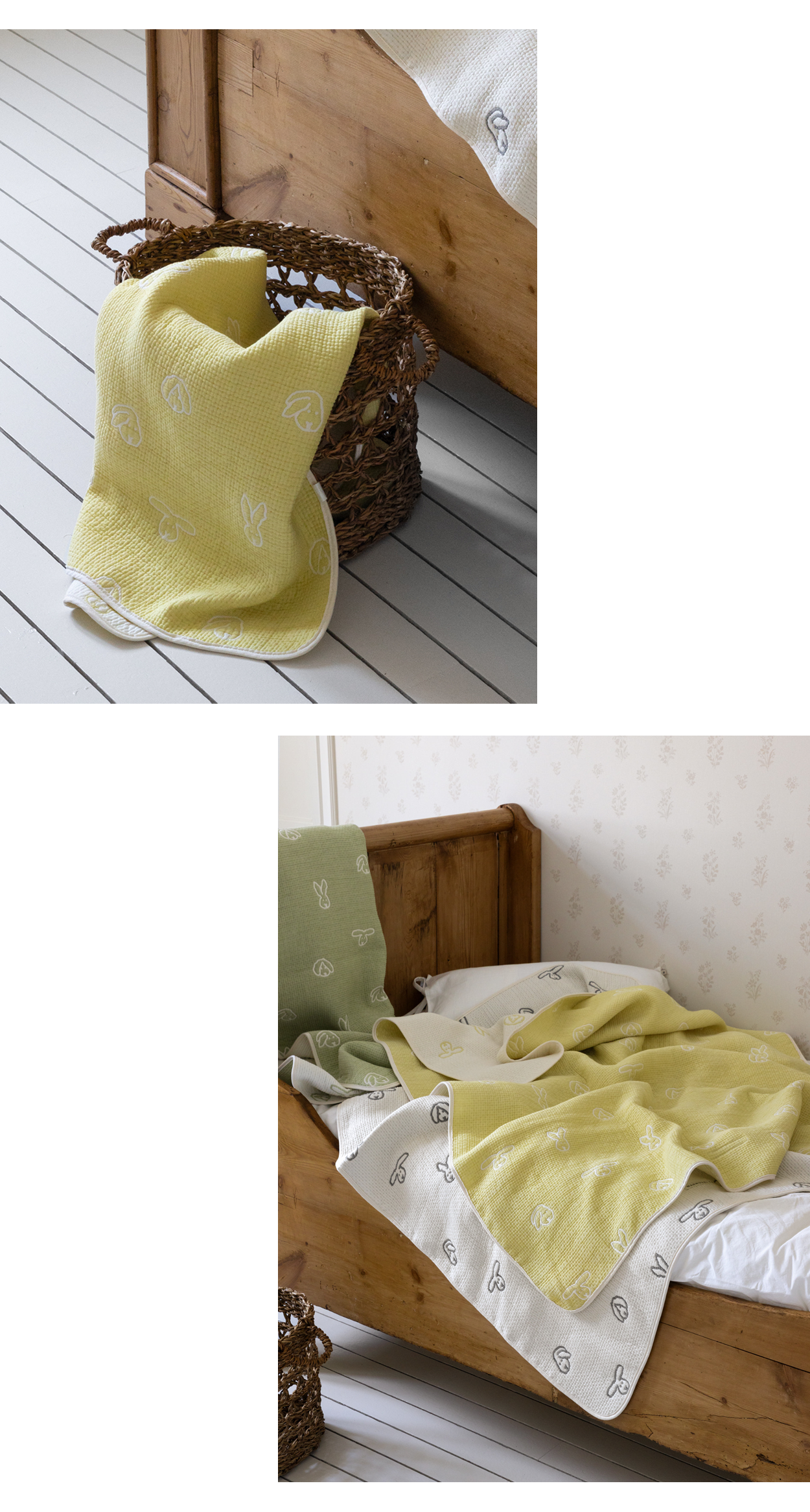 バニーバニー コットンモダールブランケット（3色）