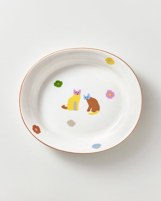 キャッツ＆フラワーズ オーバルボウル