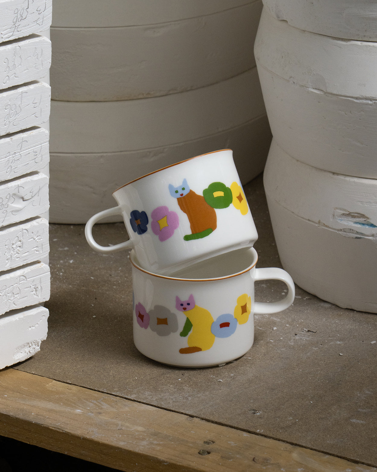 猫と花のマグカップ（250ml）