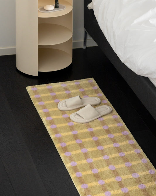 ドットチェックラグ - ラベンダーオンサンド 140x45