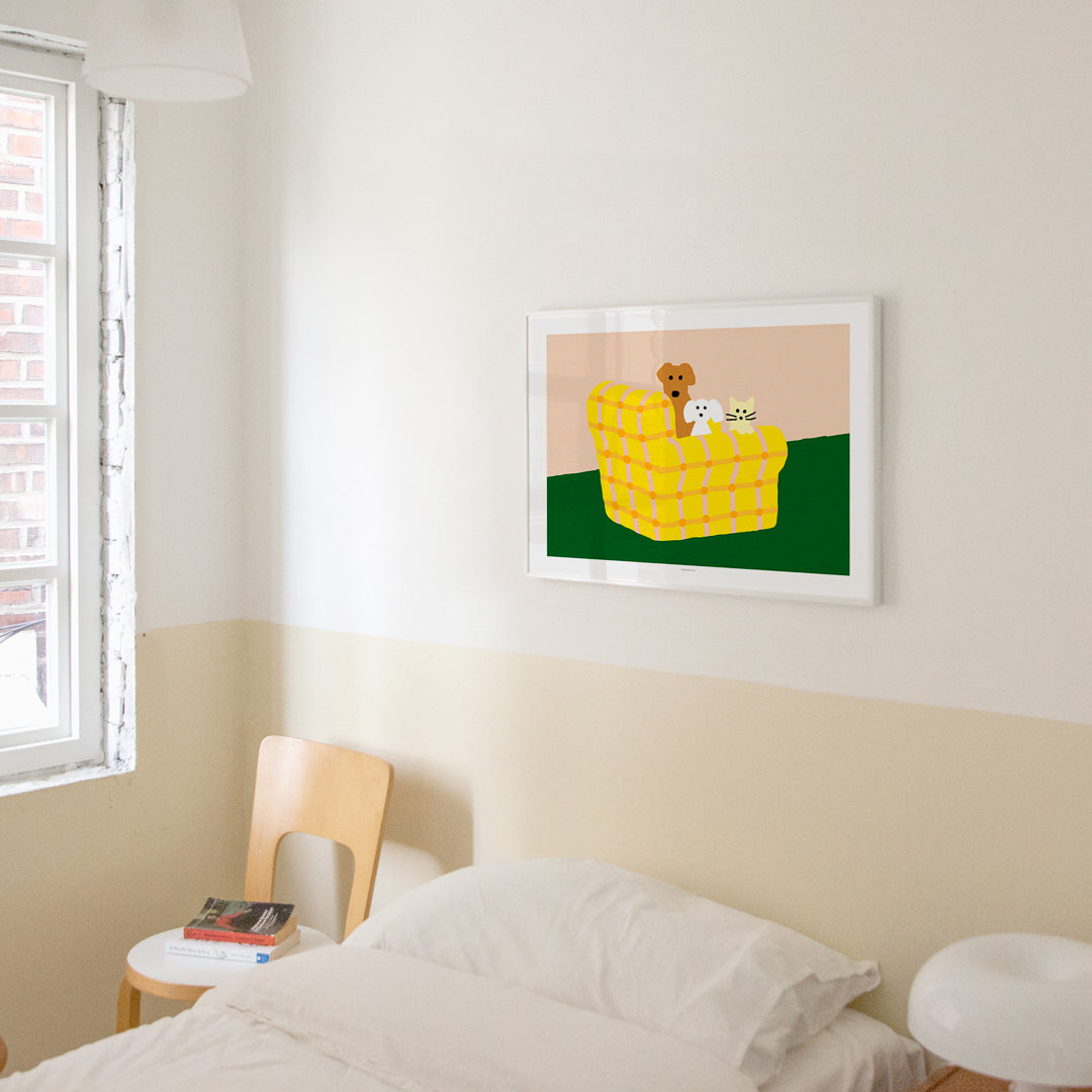 アームチェア犬＆猫ポスター