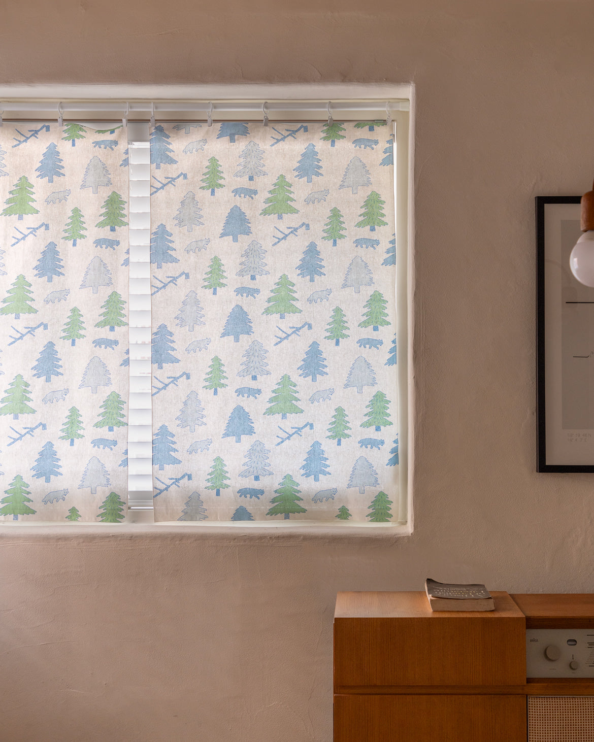 ノースランド ウィンドウカーテン - ブルー＆グリーン