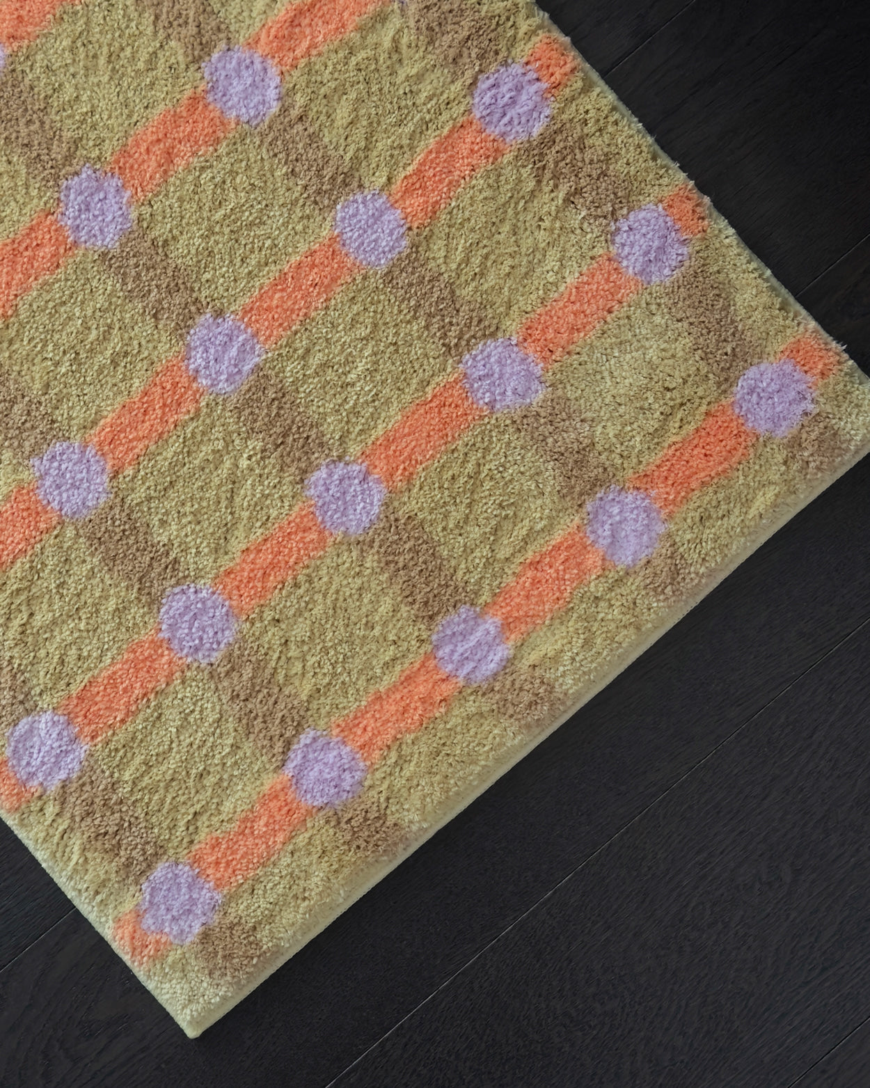 ドットチェックラグ - タンジェリン・オン・サンド 140x45