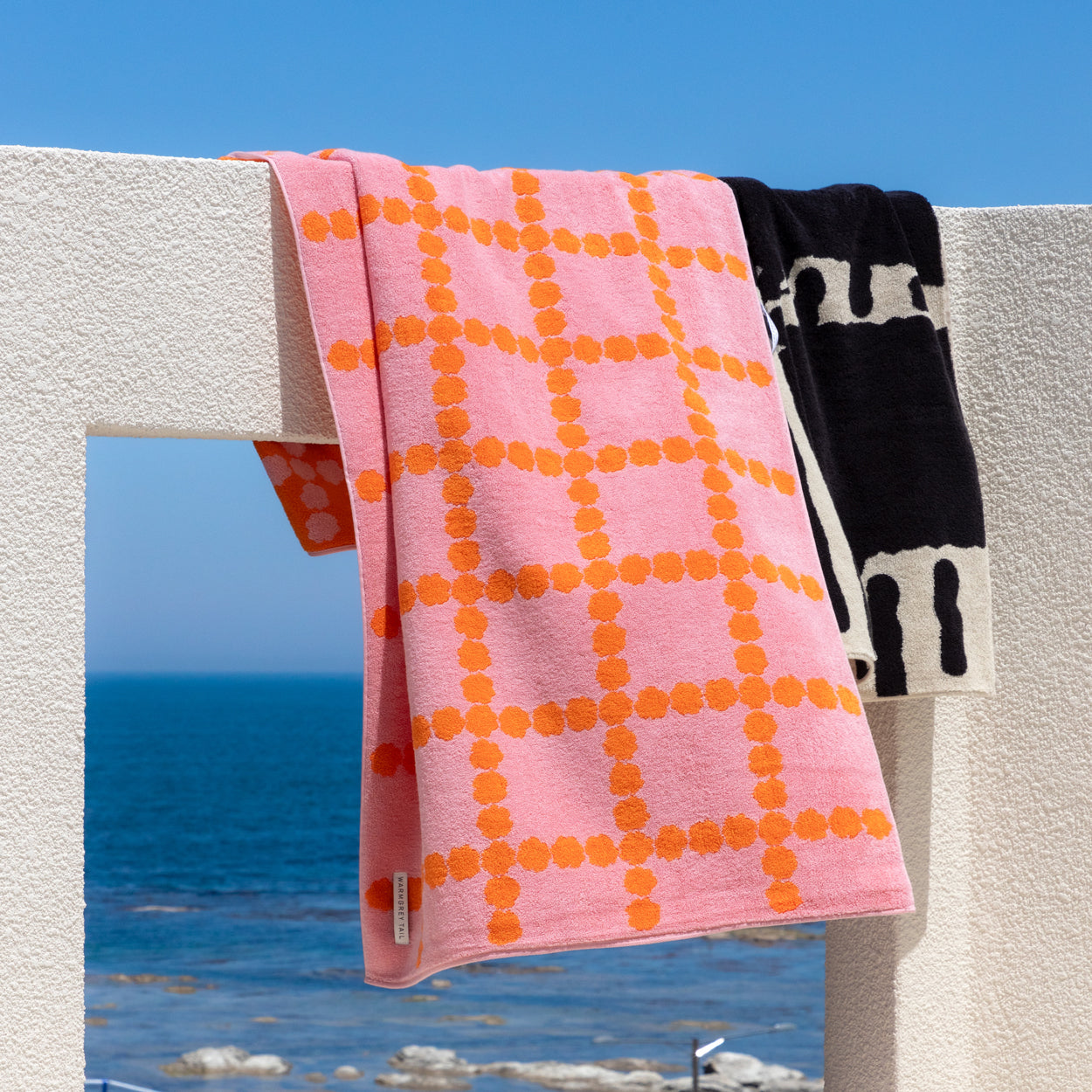 [ビーチ＆バス] ブロッサムチェック ビッグタオル ピンク