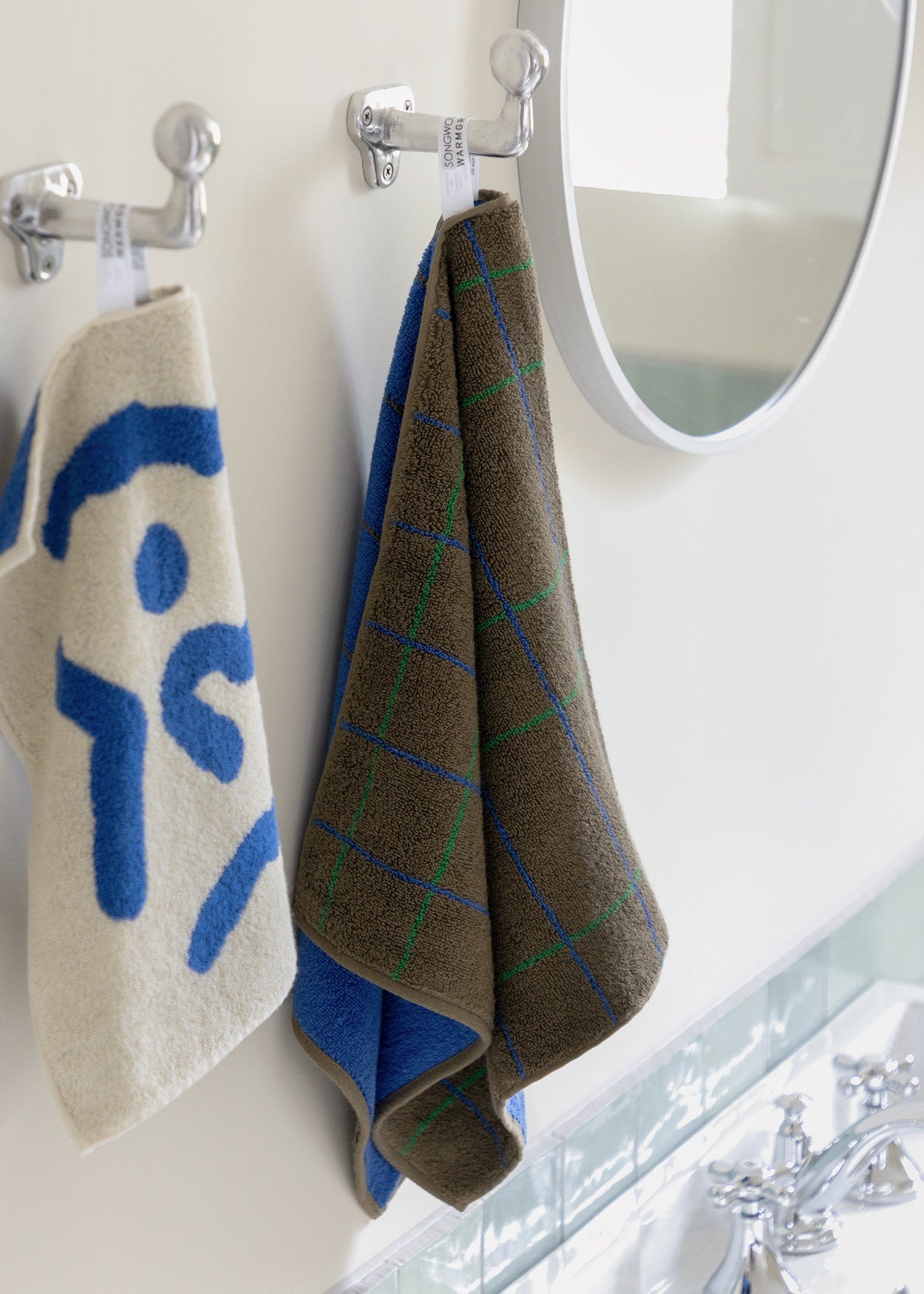 タイルフェイスタオル - ダークブラウン