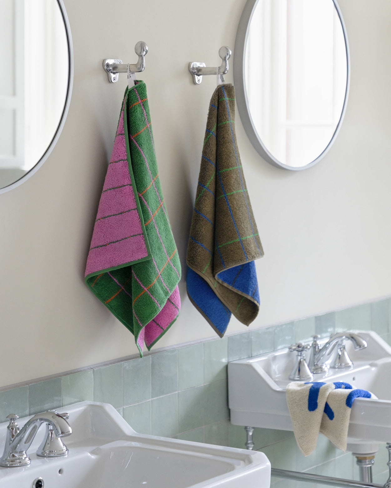 タイルフェイスタオル - ダークブラウン