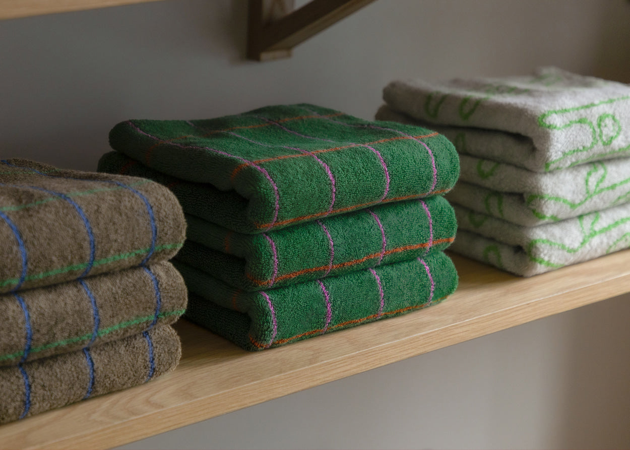 タイルフェイスタオル - ディープグリーン