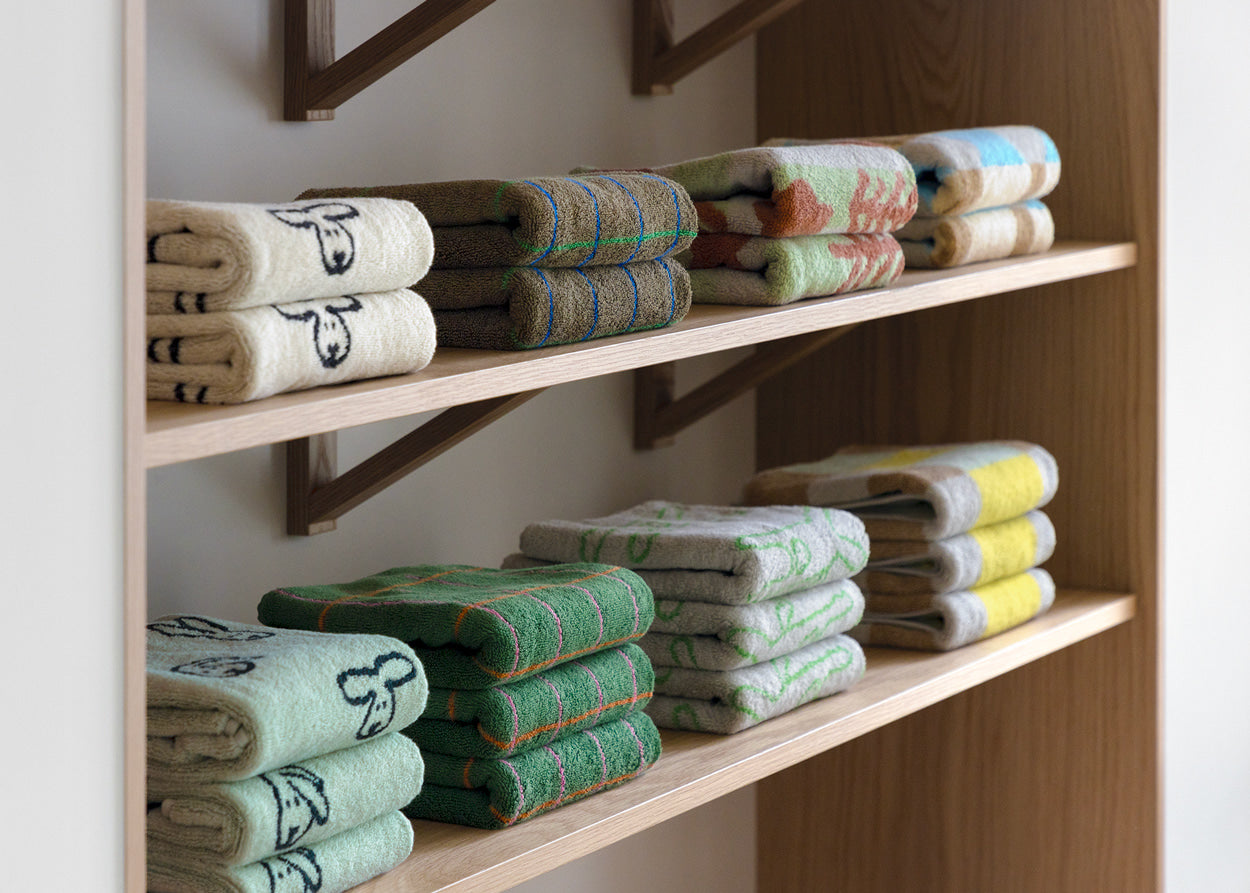 モンキーフェイスタオル - グリーンオングレー