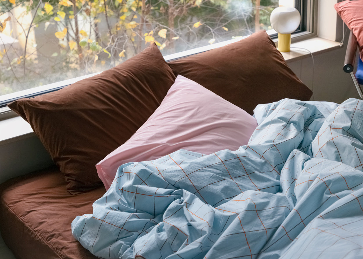 タイルペールブルー掛け布団カバー