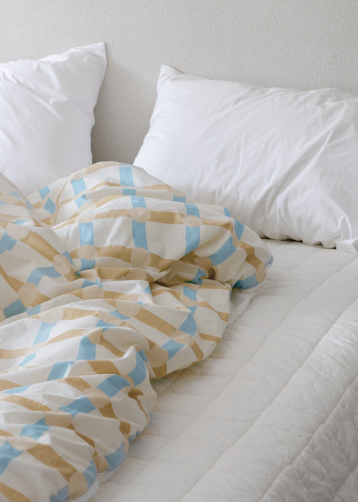 ドットチェックブルーストライプ掛け布団