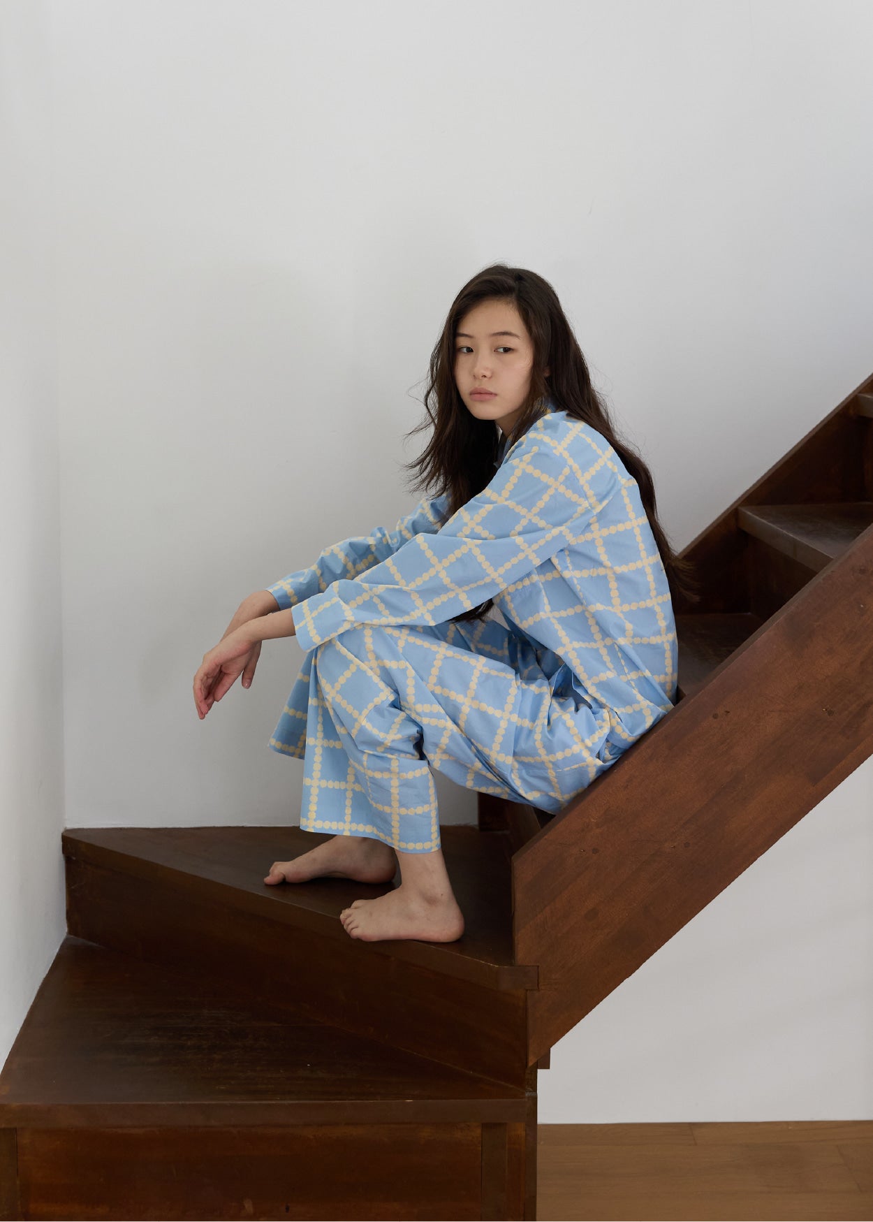 [PRE-ORDER UNTIL OCT 29] BLOSSOM CHECK PAJAMA PANTS - BLUE