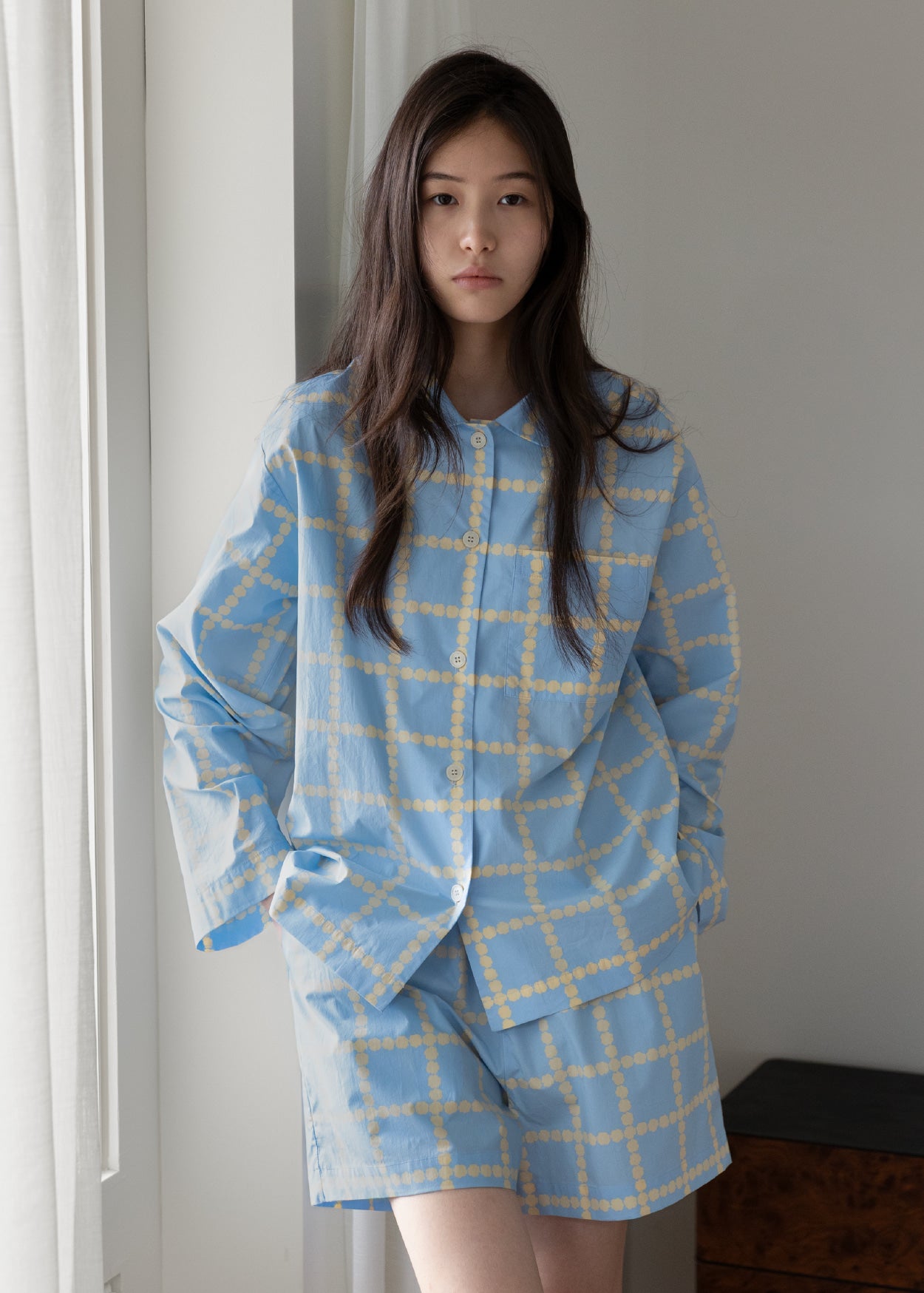 [PRE-ORDER UNTIL OCT 29] BLOSSOM CHECK PAJAMA SET - BLUE