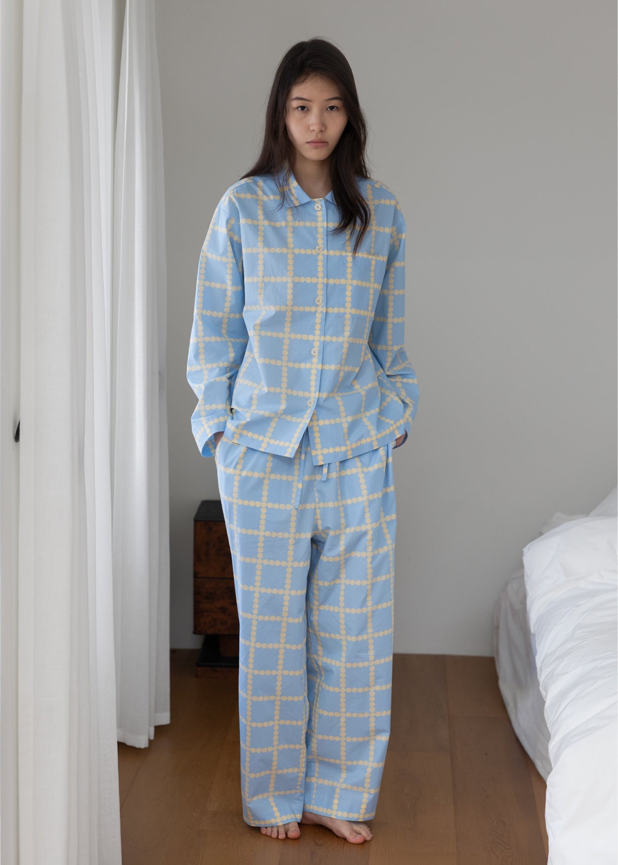 [PRE-ORDER UNTIL OCT 29] BLOSSOM CHECK PAJAMA SET - BLUE