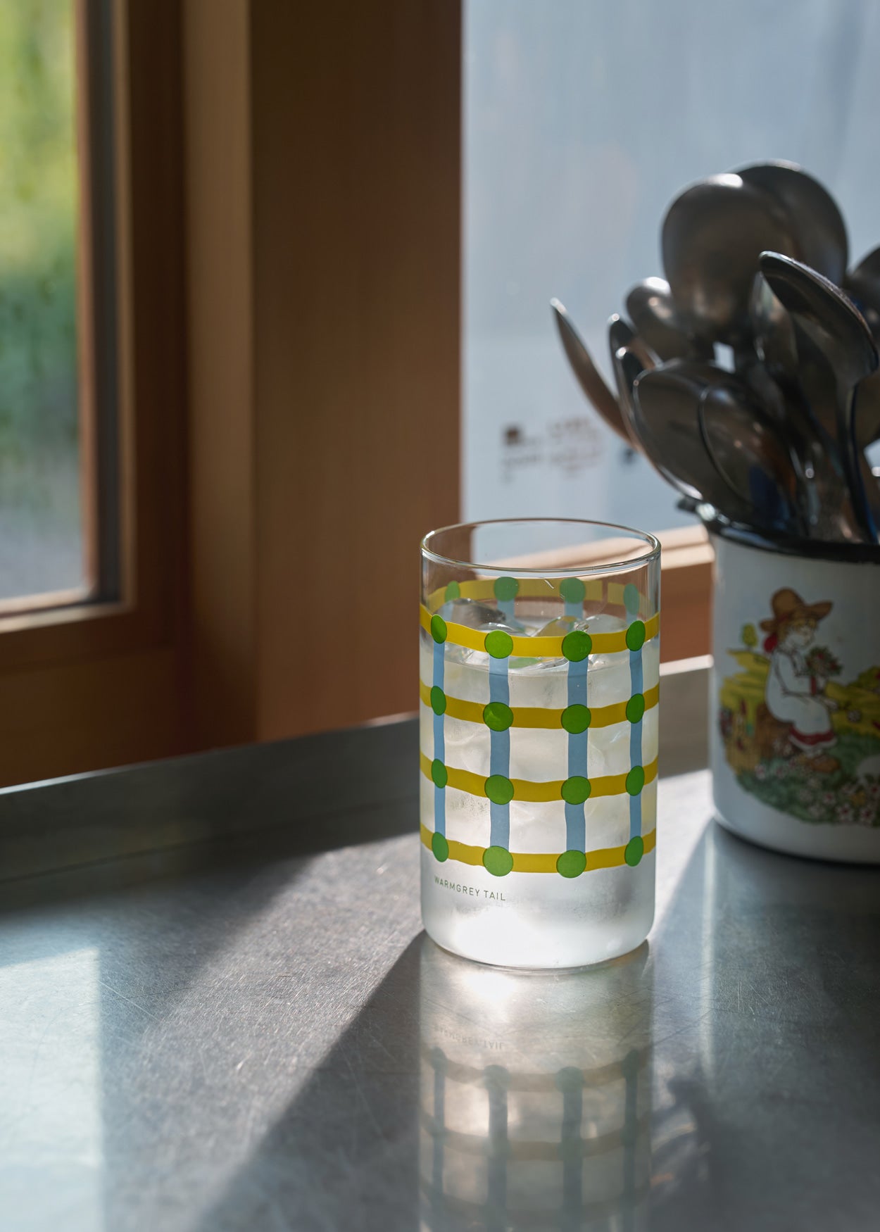 DOT CHECK CUP - 黄色地に緑のドットチェック