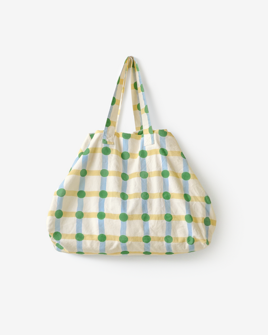 [WGT限定] アップサイクル オックスフォード ビッグバッグ - ドットチェックグリーン×ベージュ