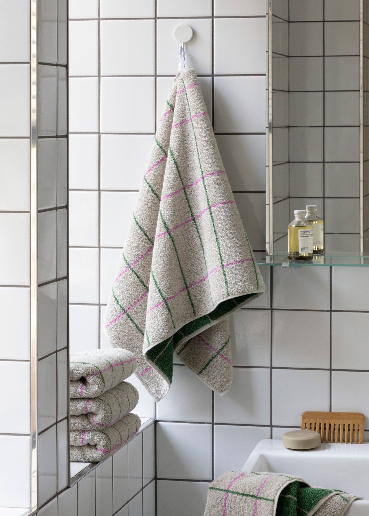 タイルフェイスタオル - グレー
