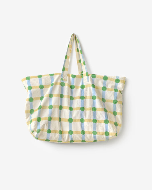 [WGT限定] アップサイクル オックスフォード ビッグバッグ - ドットチェックグリーン×ベージュ