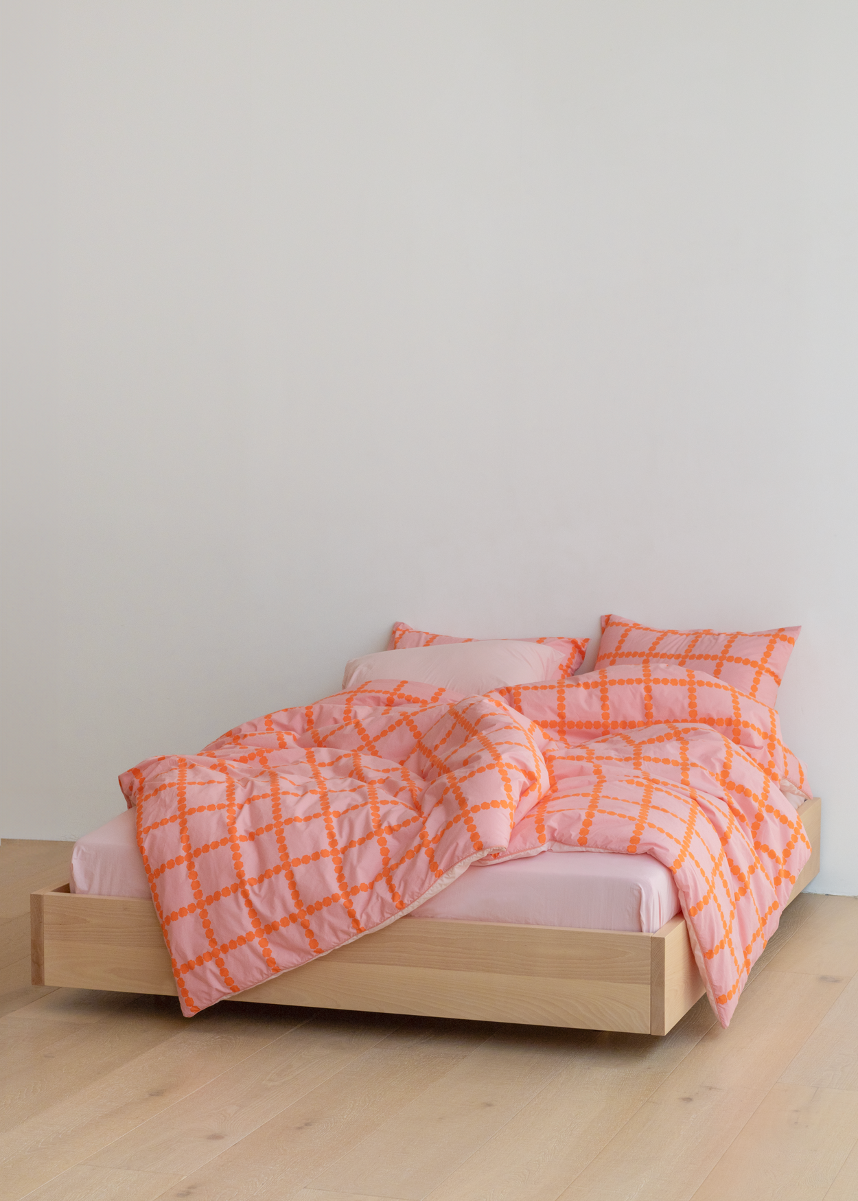 ブロッサムチェックコーラルピローケース（2サイズ）