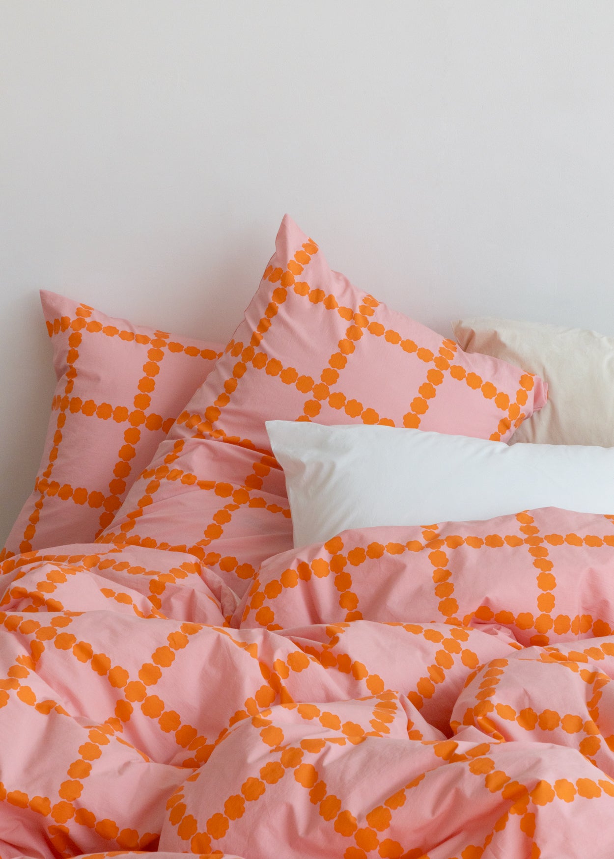 ブロッサムチェックコーラルピローケース（2サイズ）