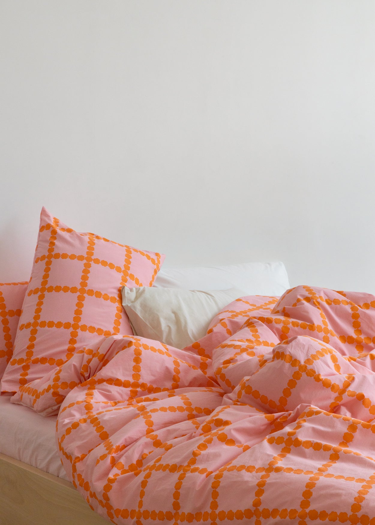 ブロッサムチェックコーラルピローケース（2サイズ）