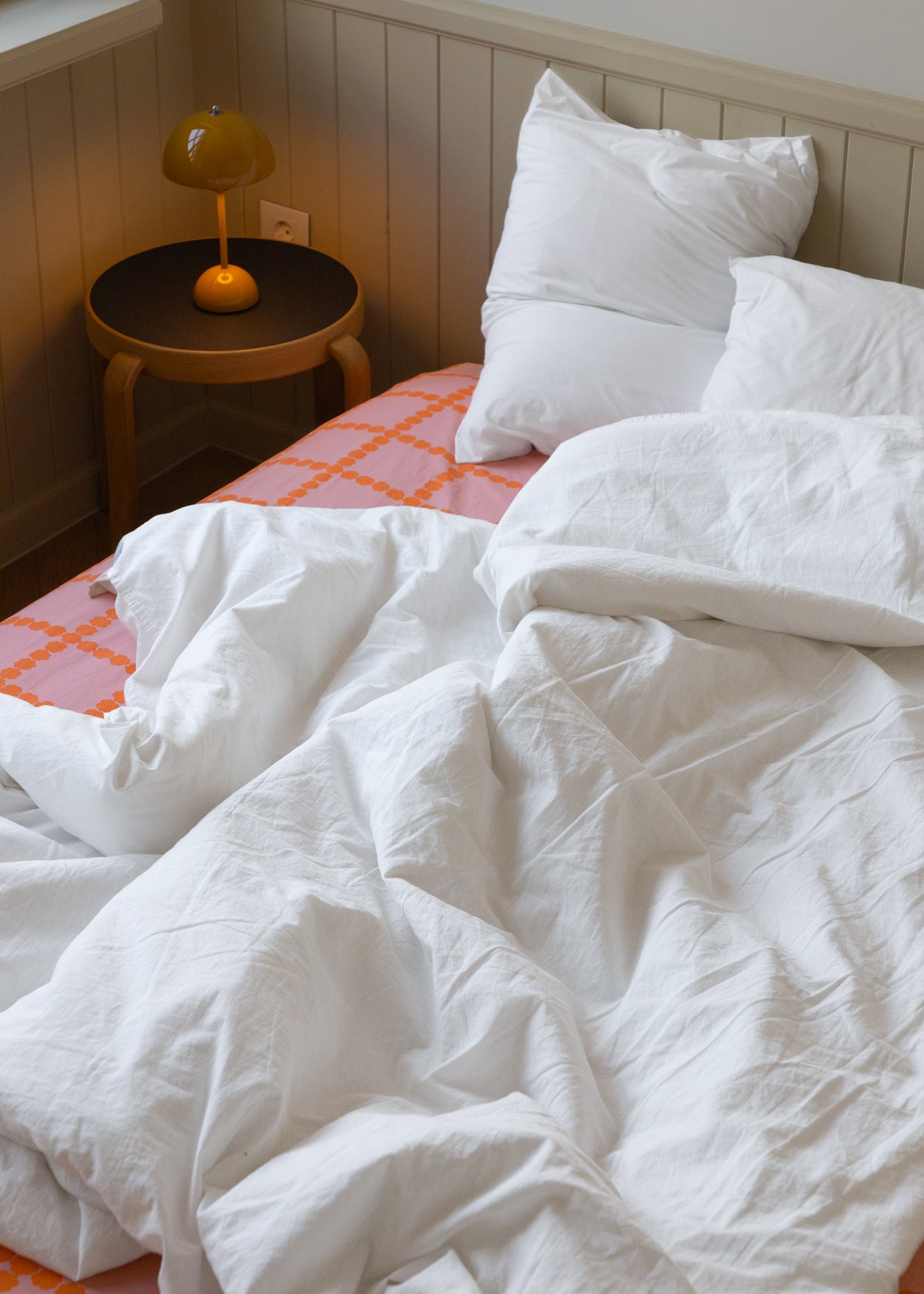 ブロッサムチェック - コーラルフィットシーツ