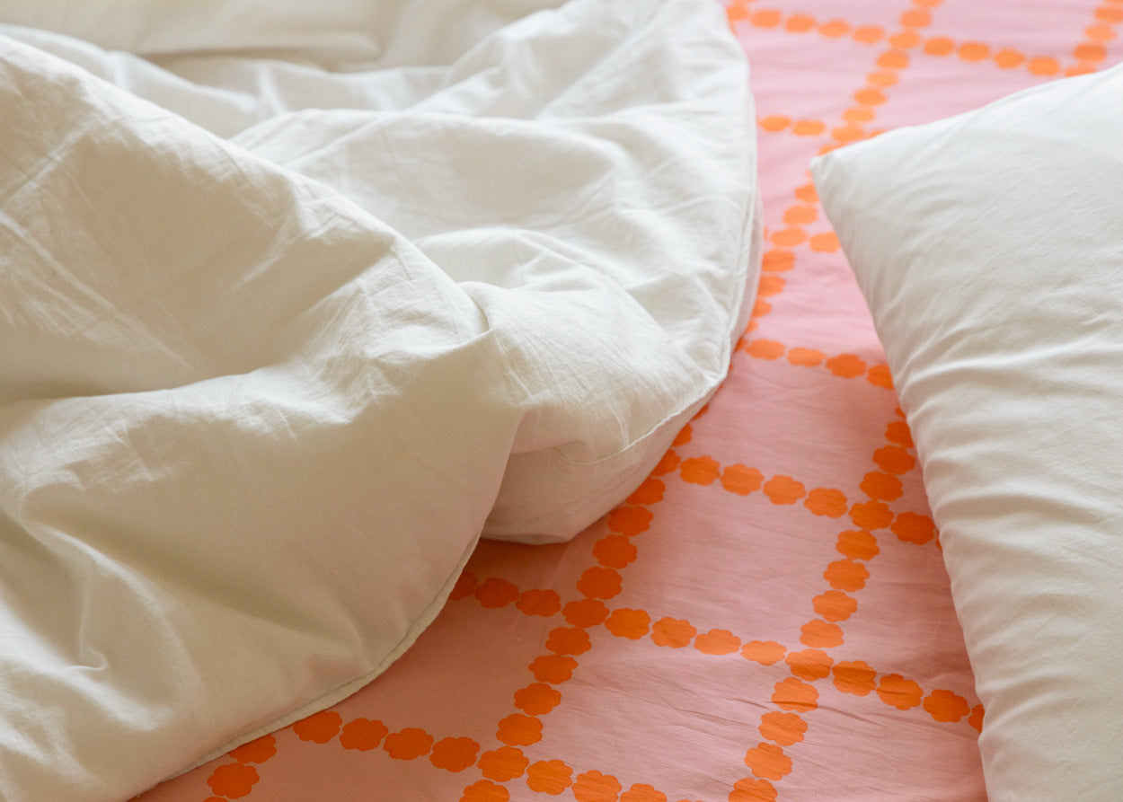 ブロッサムチェック - コーラルフィットシーツ