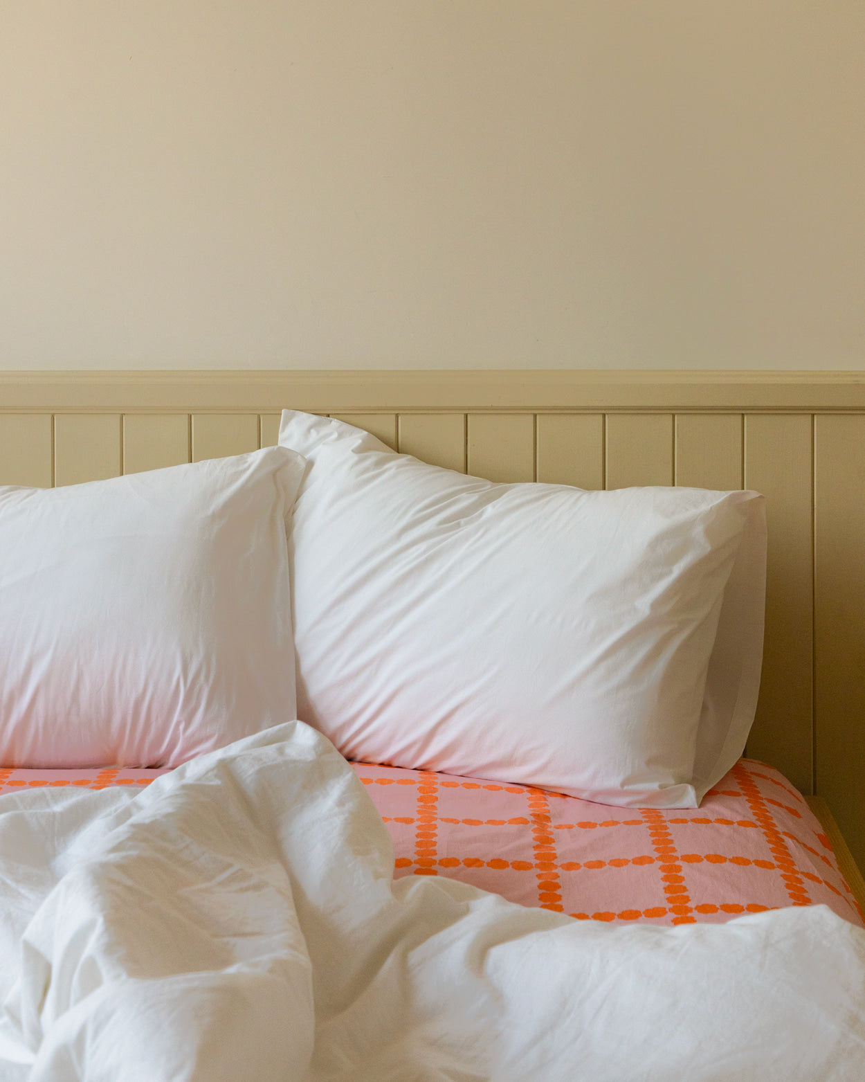 ブロッサムチェック - コーラルフィットシーツ