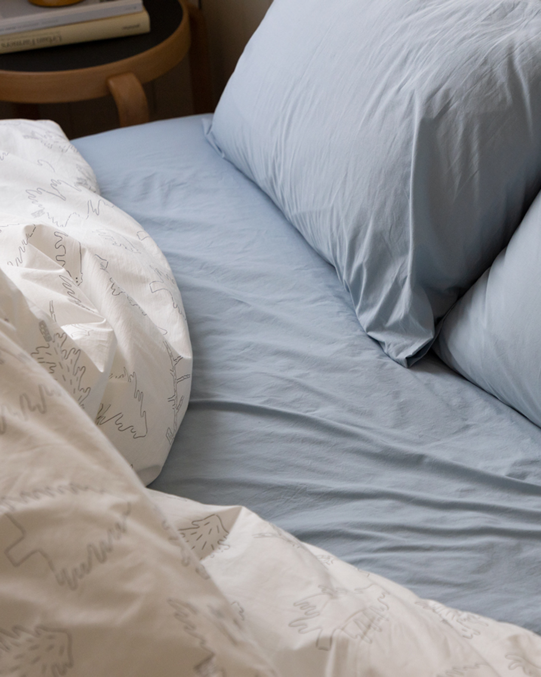 ブルーグレーのフィットシーツ