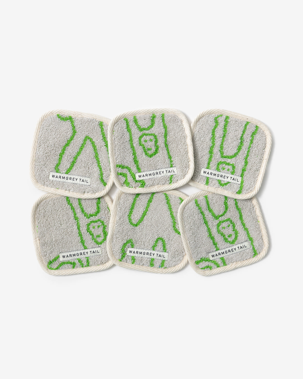 [WGT限定] モンキー タオルコースター - グリーン・オン・グレー