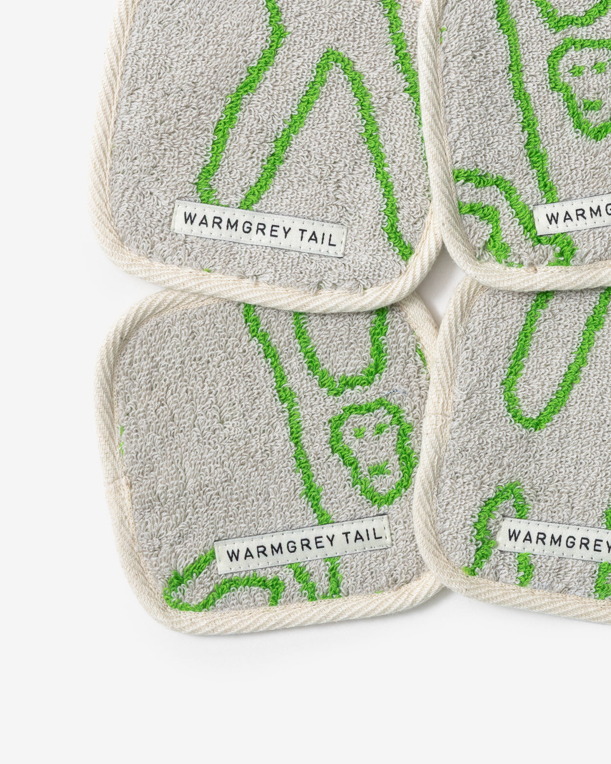 [WGT限定] モンキー タオルコースター - グリーン・オン・グレー