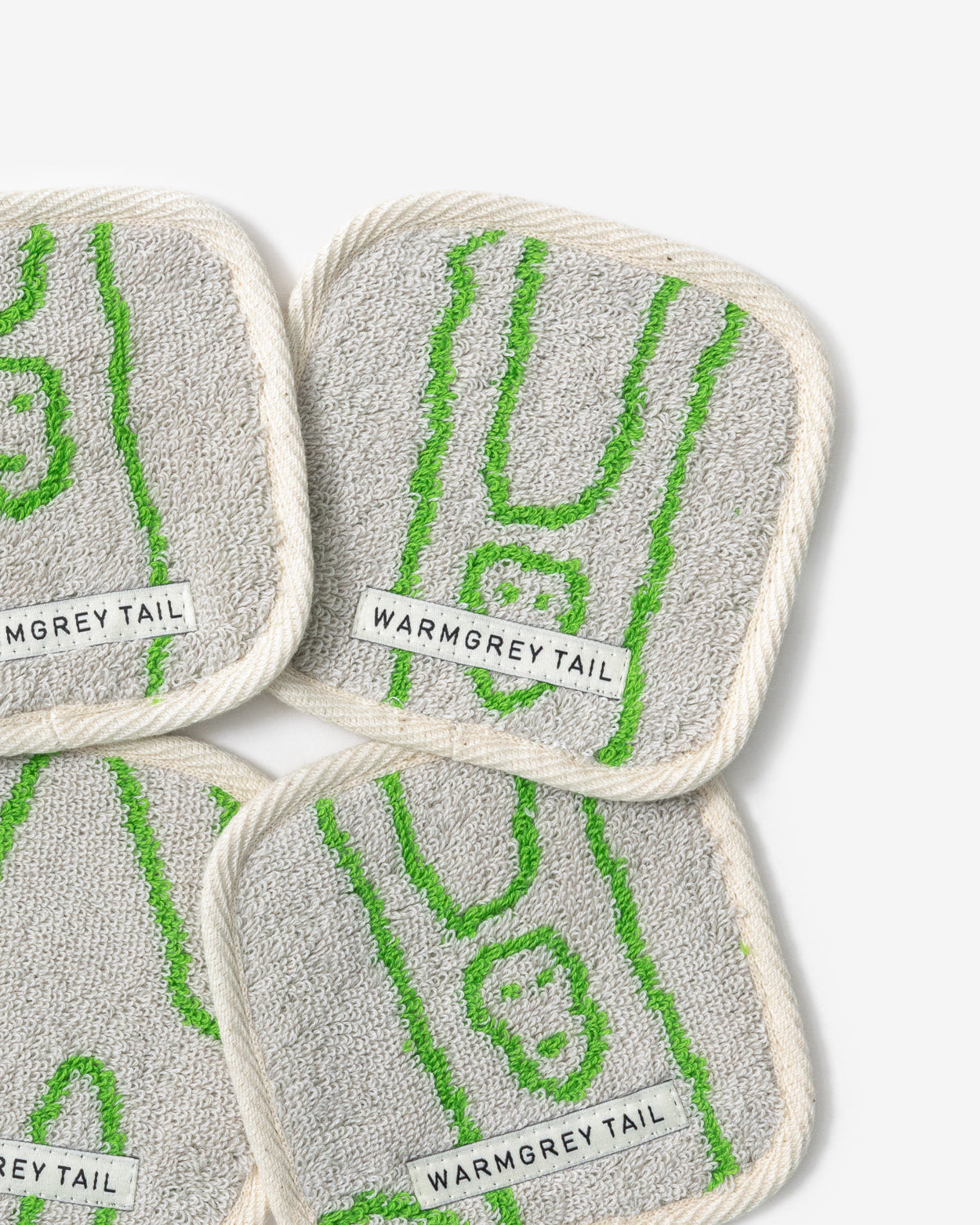 [WGT限定] モンキー タオルコースター - グリーン・オン・グレー