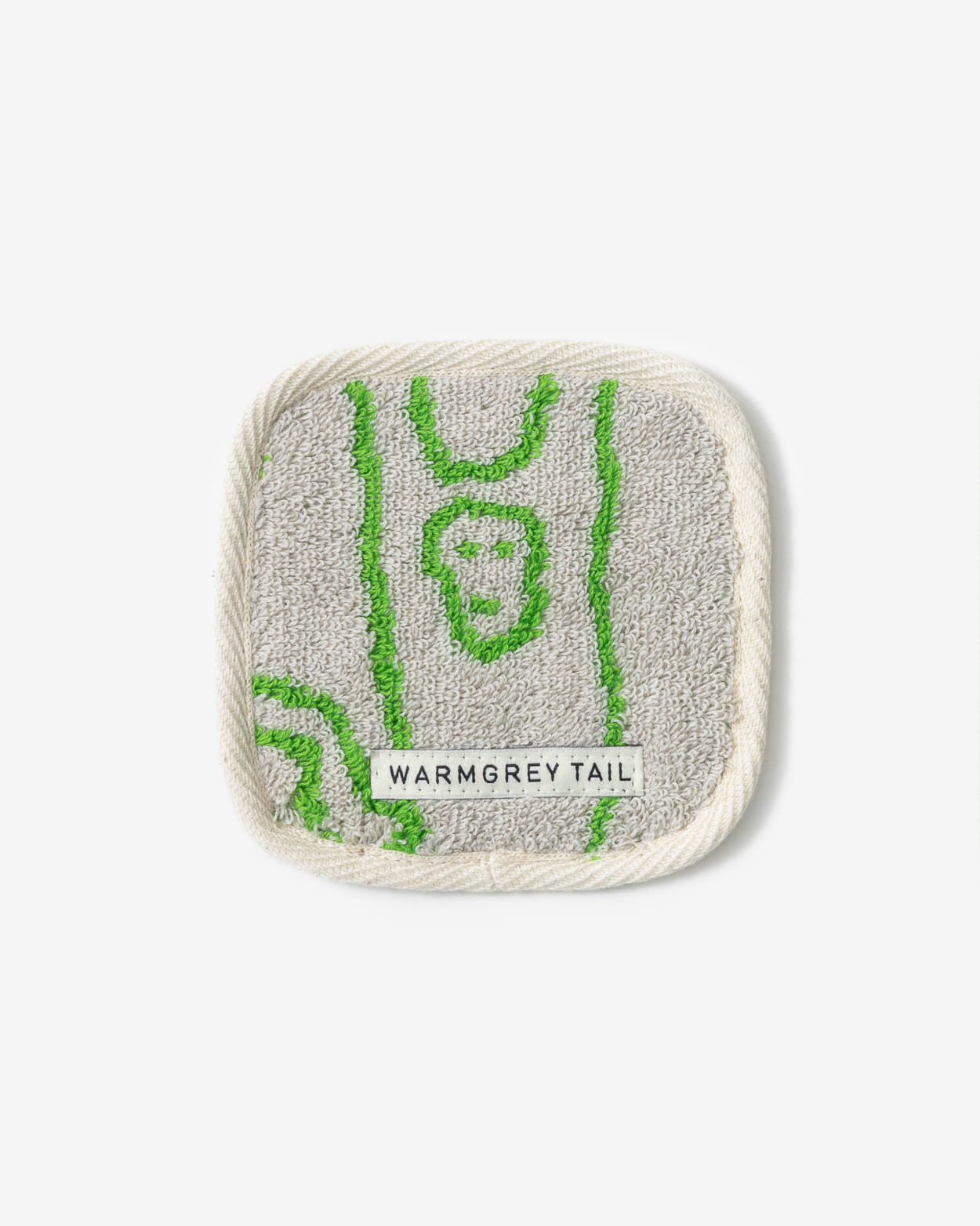 [WGT限定] モンキー タオルコースター - グリーン・オン・グレー