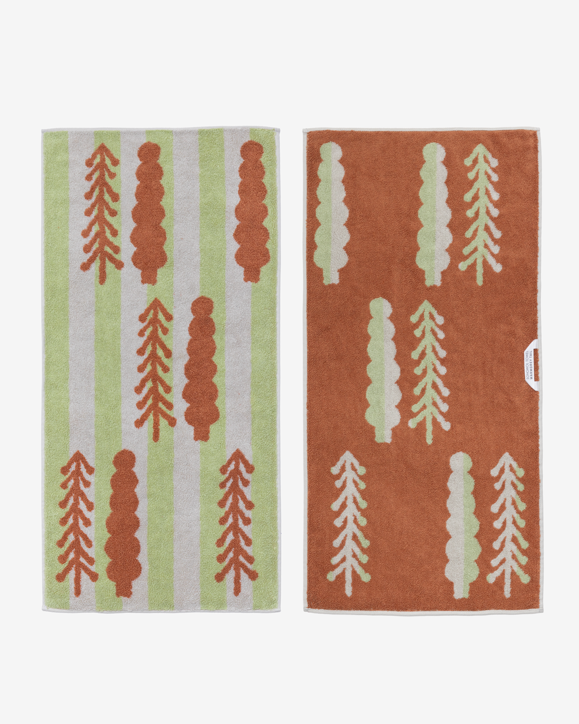 ツリーズ フェイスタオル - レンガ柄 カーキ