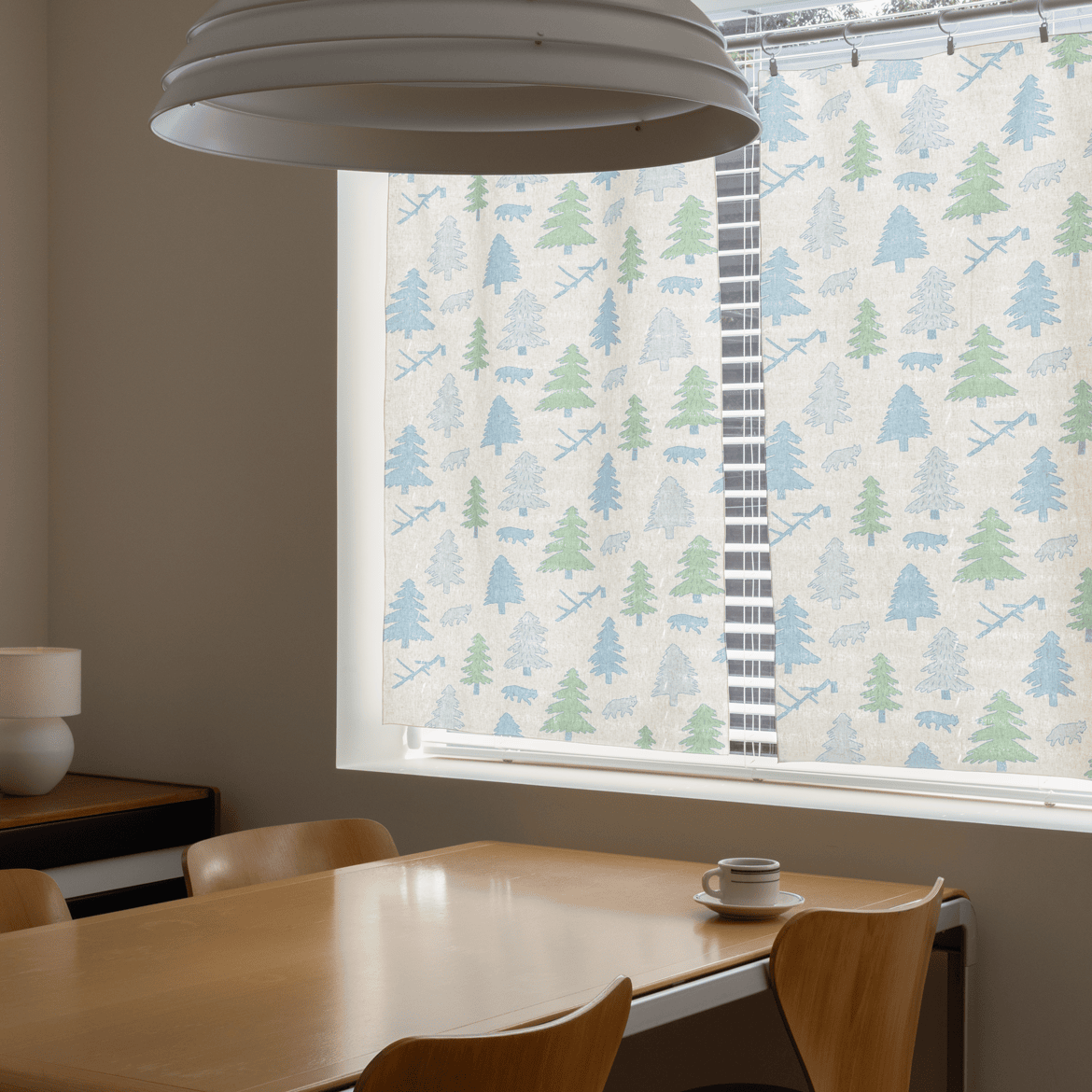 ノースランド ウィンドウカーテン - ブルー＆グリーン