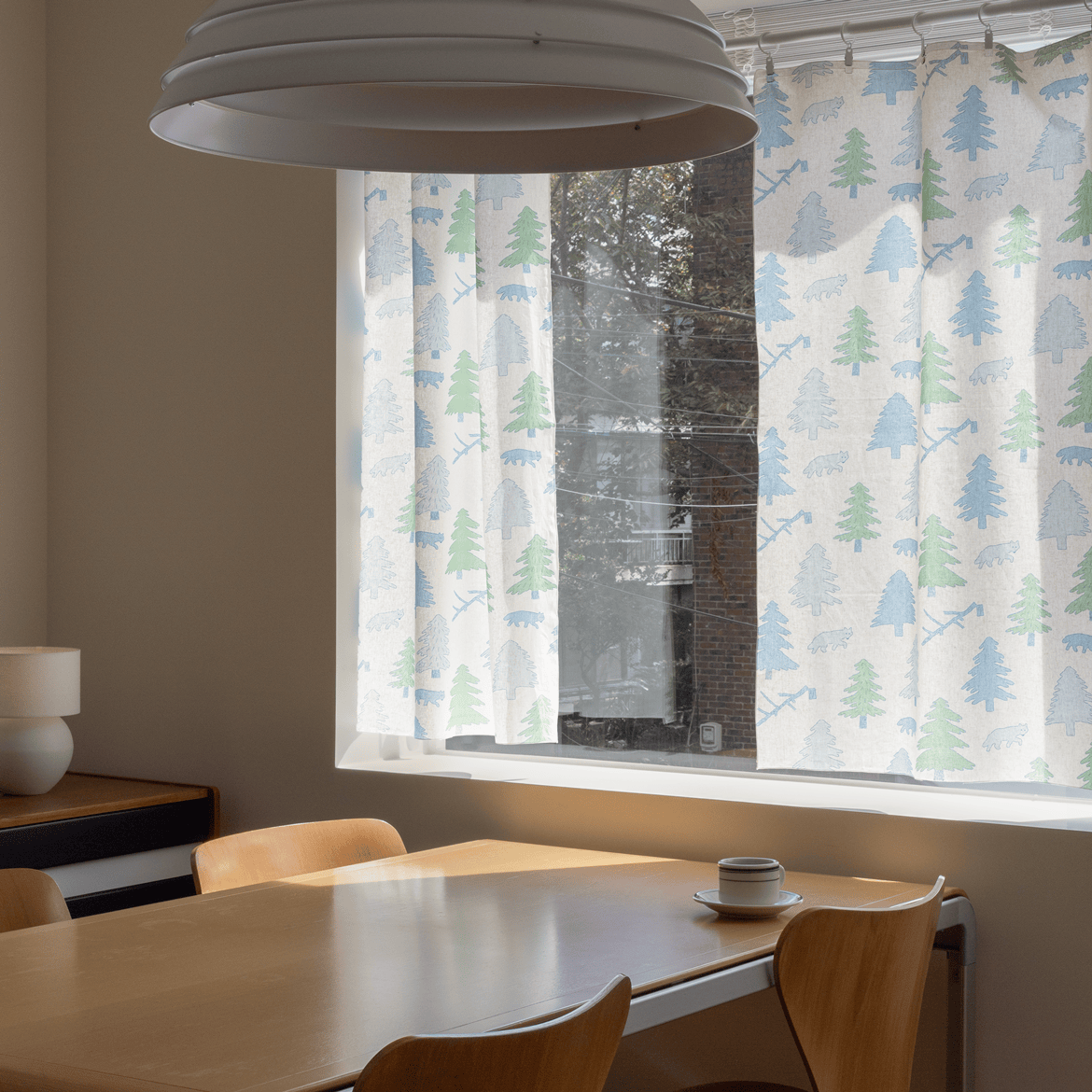 ノースランド ウィンドウカーテン - ブルー＆グリーン