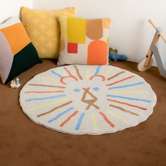 ライオンラグ - アイボリー地に多色のライン