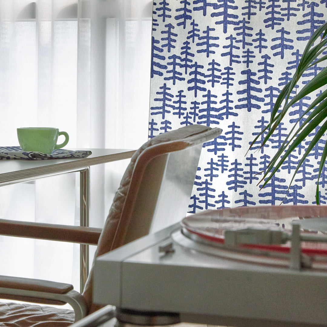 ツリー＆ツリー ドアカーテン - ネイビー