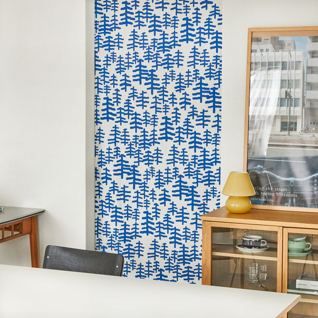 ツリー＆ツリー ドアカーテン - ブルー