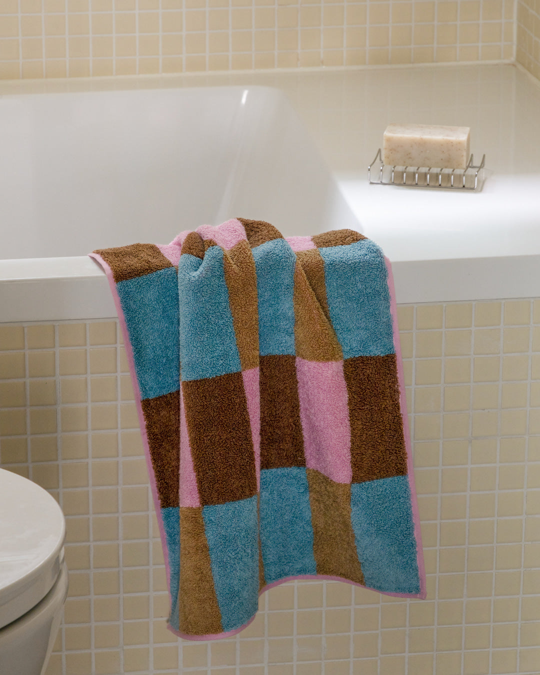 チェックフェイスタオル - ベリーチョコ