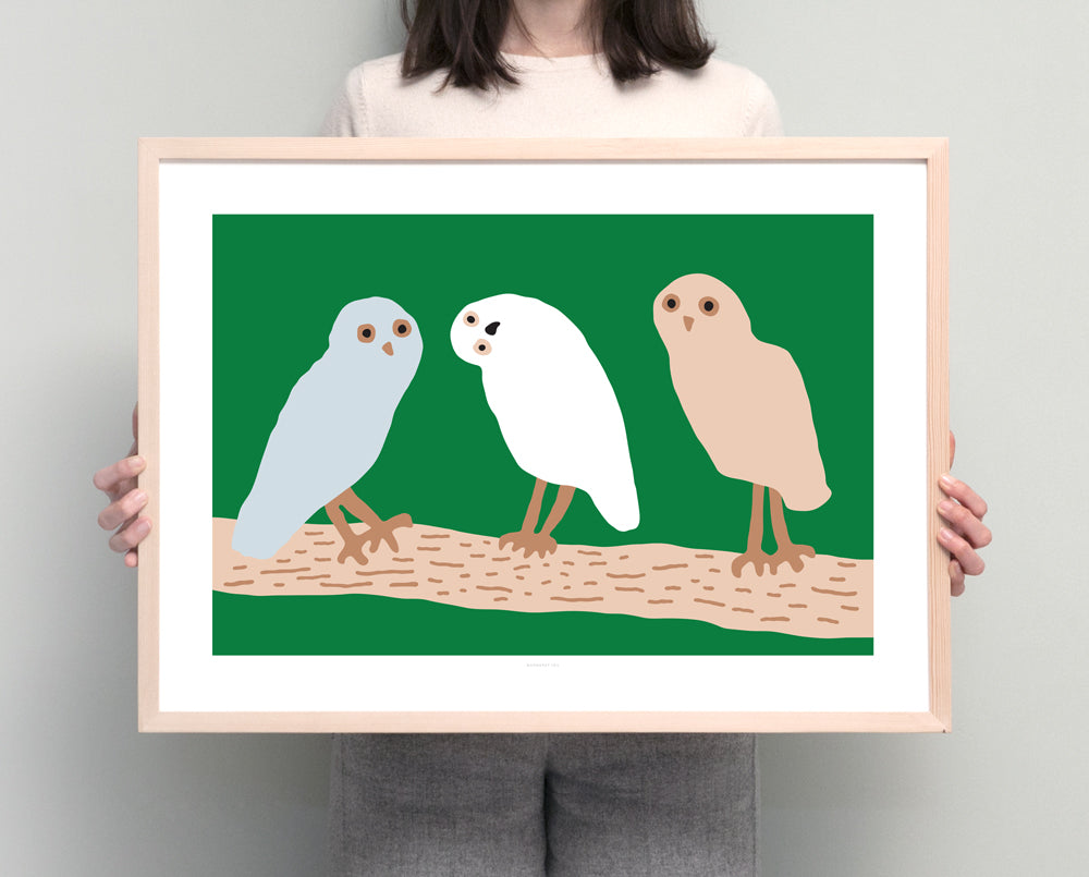 HELLO OWLS - グリーンポスター