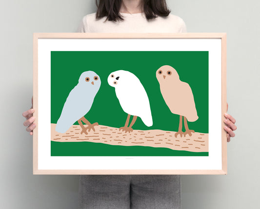 HELLO OWLS - グリーンポスター