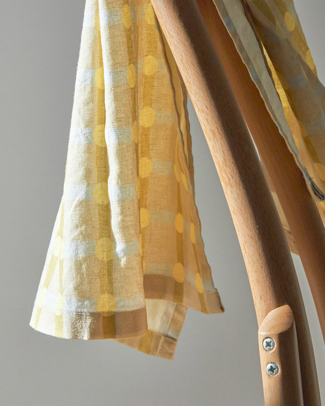 ドットチェックキッチンクロス - レモン×ベージュ